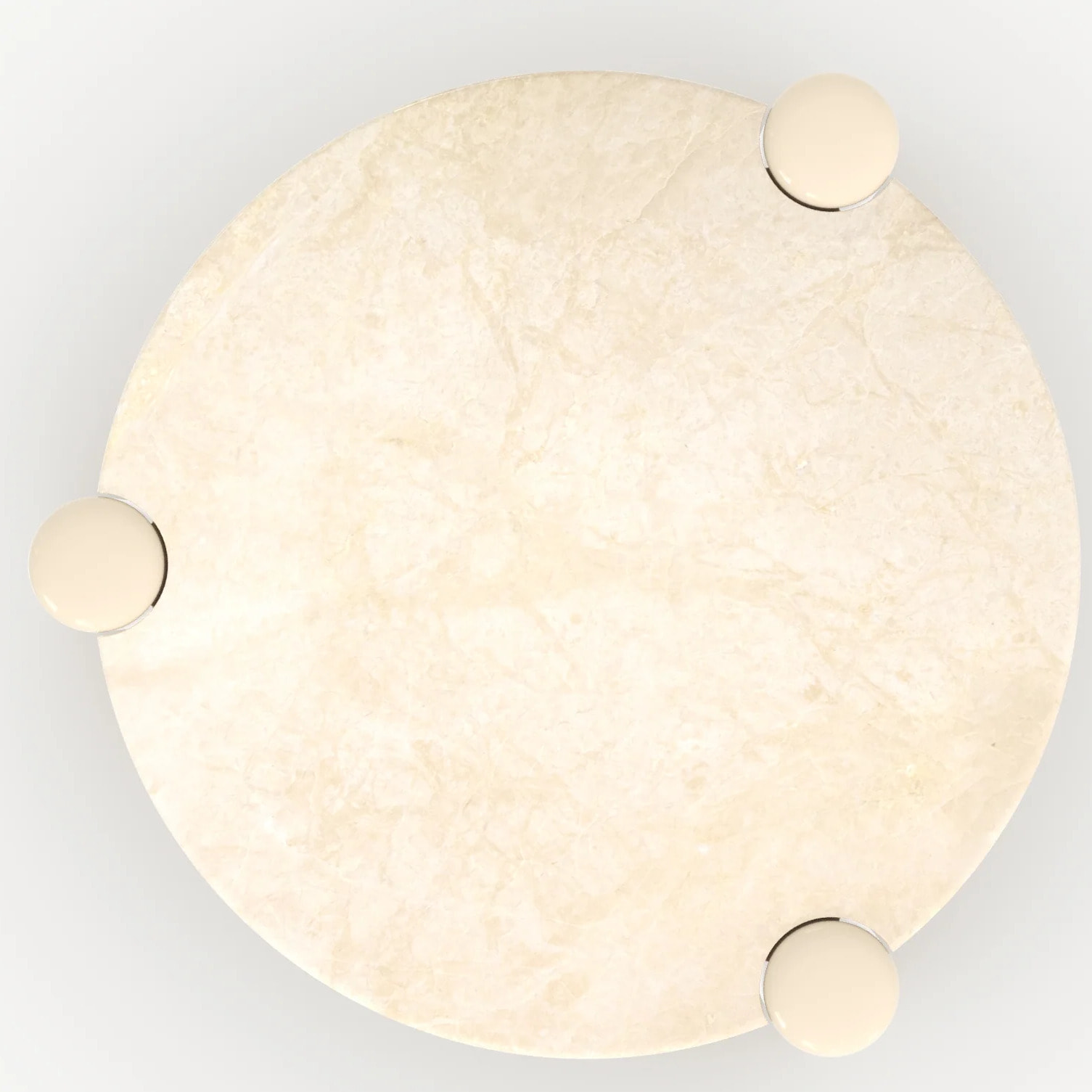 Table basse en marbre avec pieds laqués beiges, D86 cm - Hanaé