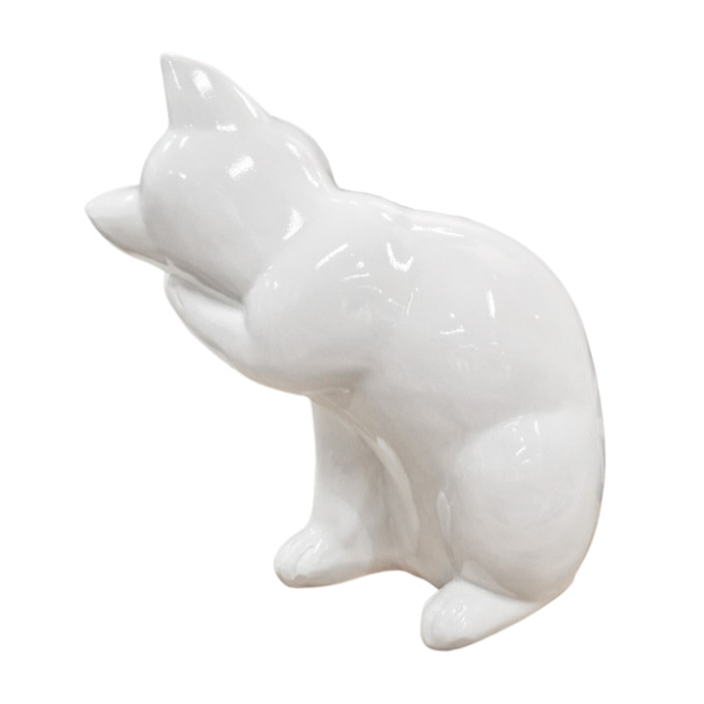 Statuette chat résine blanche H23cm - NALA