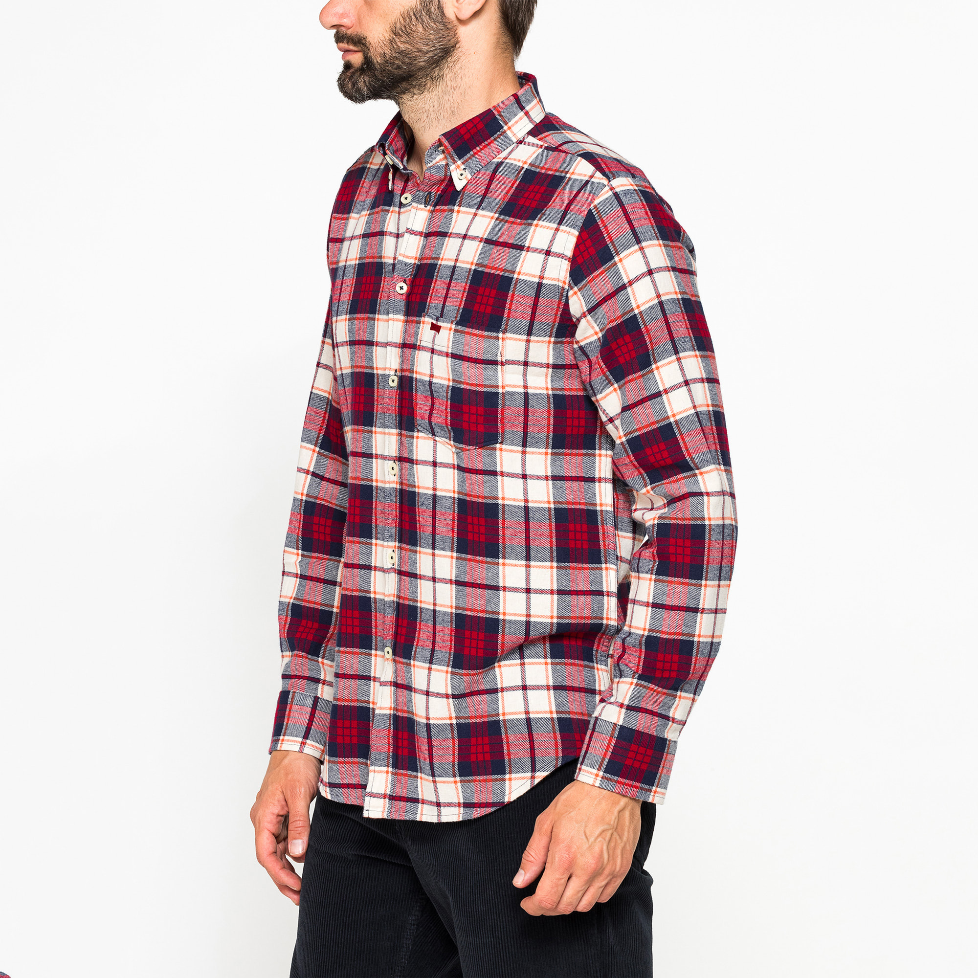 CAMICIA FANTASIA TINTO FILO IN FLANELLA LEGGERA