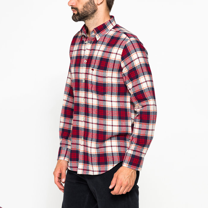 CAMICIA FANTASIA TINTO FILO IN FLANELLA LEGGERA