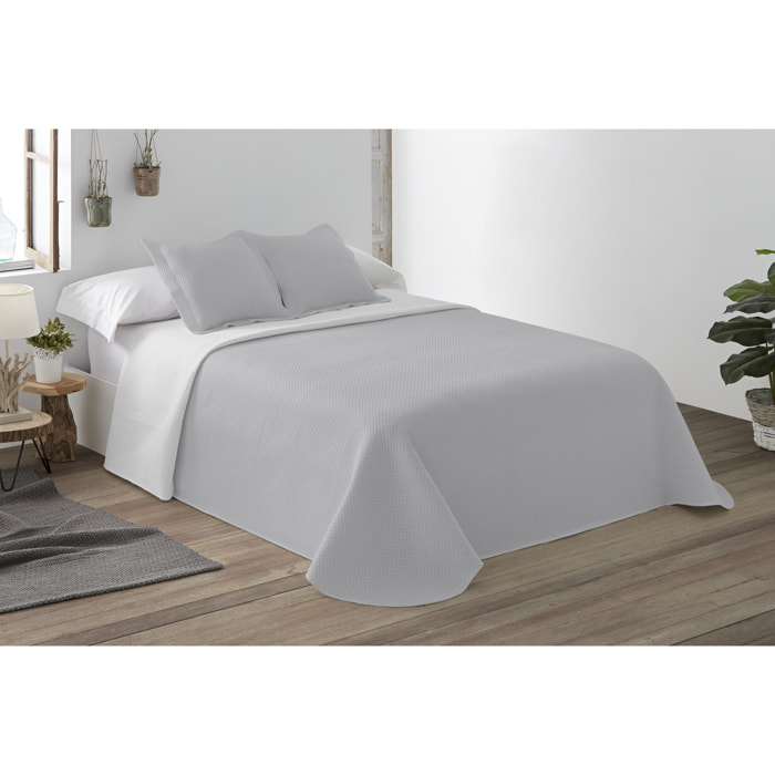 Colcha lisa reversible Gris