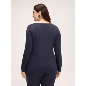 Fiorella Rubino - T-shirt con bassotto in paillettes e scritta - Blu
