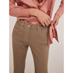 Motivi - Pantaloni bootleg in drill - Beige