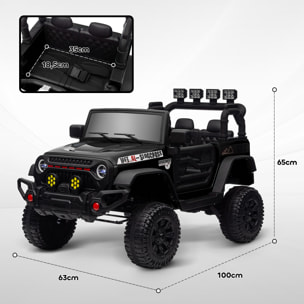 Coche Eléctrico para Niños de +3 Años Carro Eléctrico Infantil Todoterreno de Batería 12V con Mando a Distancia Ruedas Amortiguadas Faros LED Bocina Música Negro