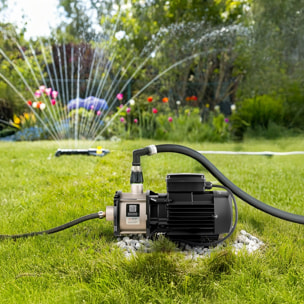 Bomba de agua de 750W con caudal máximo de 56L/min y altura de bombeo hasta 54m, diseñada para aguas claras, con carcasa resistente de acero inoxidable, funcionamiento silencioso, instalación sencilla y bajo mantenimiento - GREENCUT BA750C