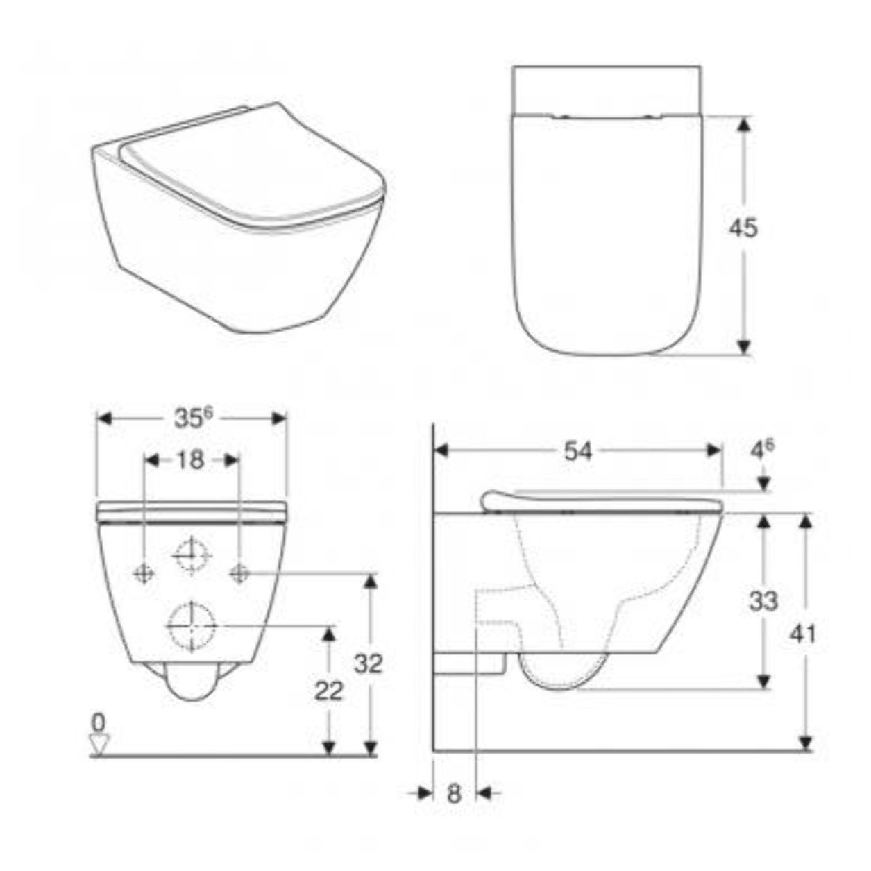 Pack WC Bati-support Geberit Duofix extra-plat + WC sans bride  Geberit Smyle + Abattant softclose + Plaque blanche