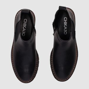 Botines de Piel - Negro - Tacón: Bajo