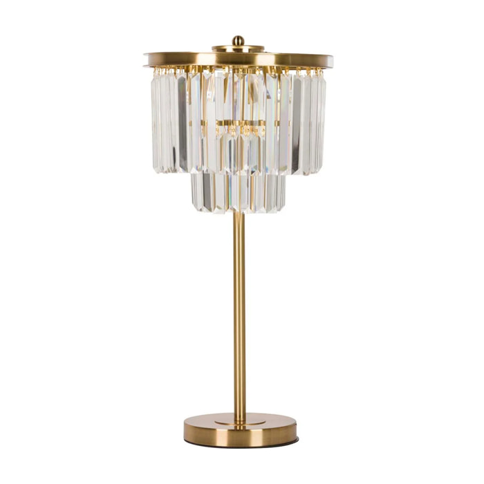 Lámpara Sobremesa Cristal Metal Dorado 30x30x60 Cm
