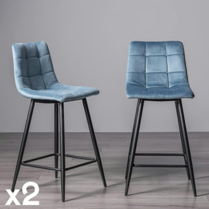 Chaise de bar en velours bleu (lot de 2) ALTA