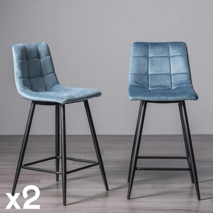Chaise de bar en velours bleu (lot de 2) ALTA