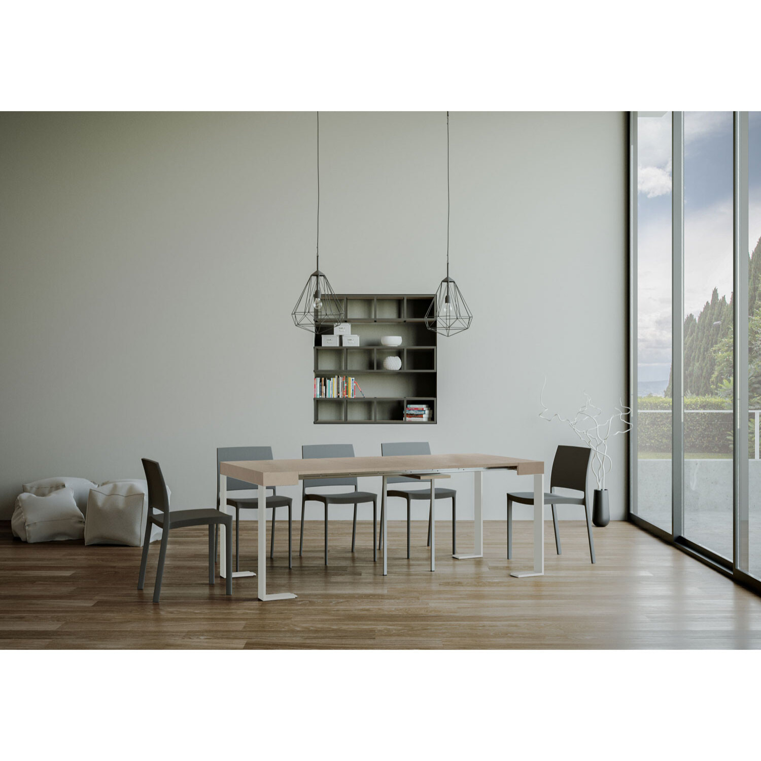 Consola extensible 90x40/196 cm Tecno Small Cachemira estructura Blanca