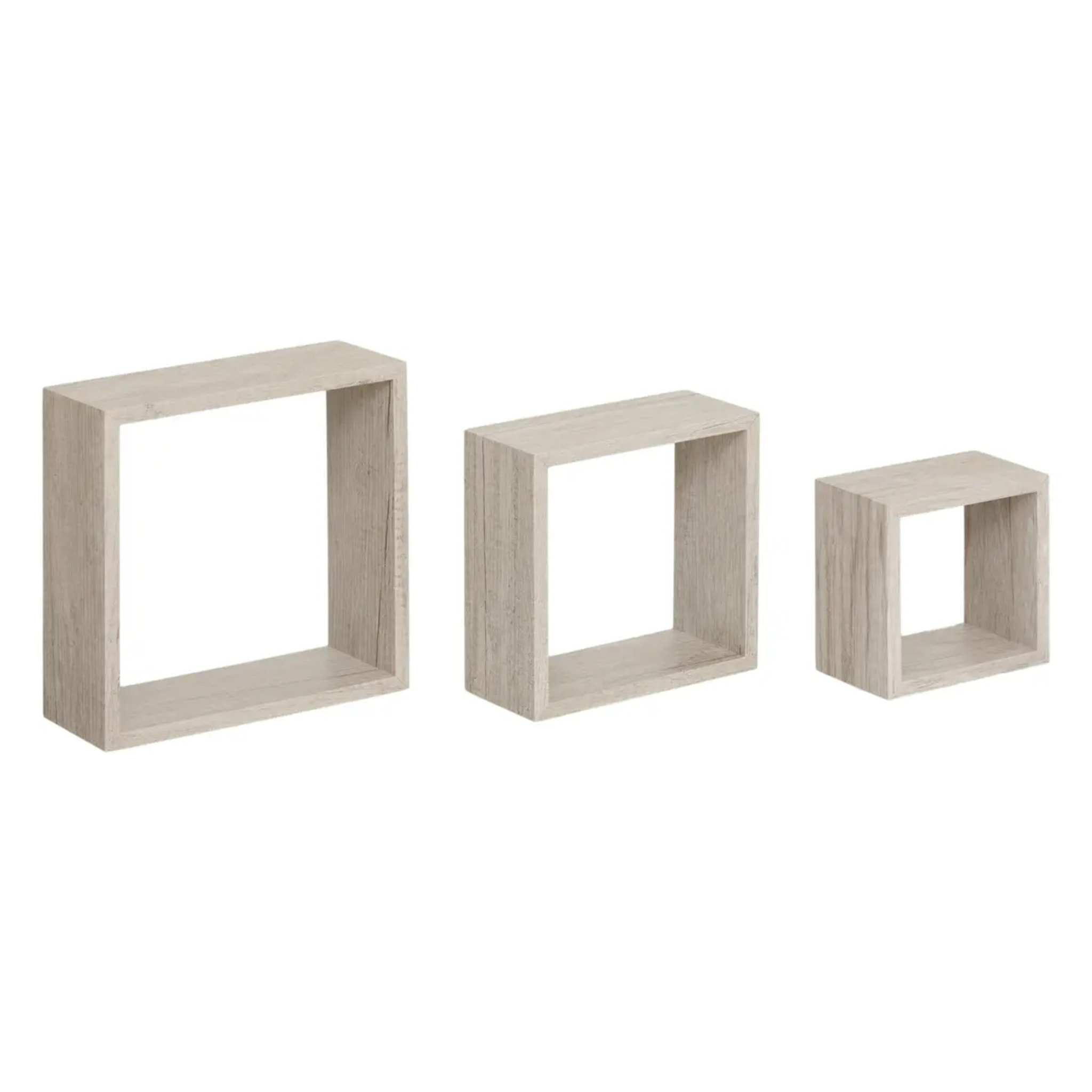 3 petites étagères murales "Fixy" cube effet chêne gris