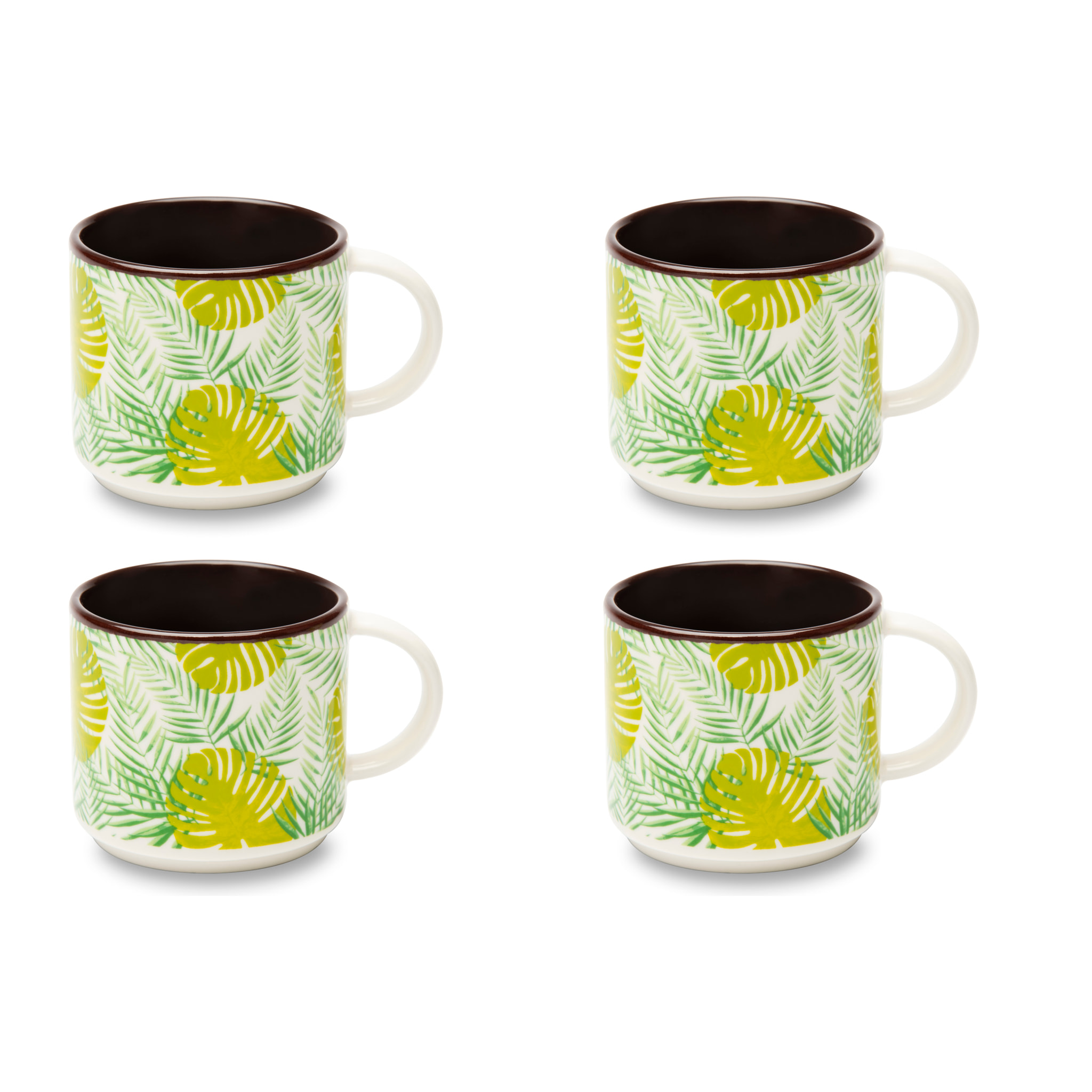 Set de 4 Tasses à Thé Excelsa – Foliage, New Bone China Multicolore