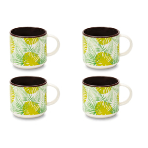 Set de 4 Tasses à Thé Excelsa – Foliage, New Bone China Multicolore