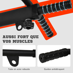 Barre de traction barre de Fitness fixation murale support sac de frappe ou sangles TRX intégré charge max. 150 Kg acier noir