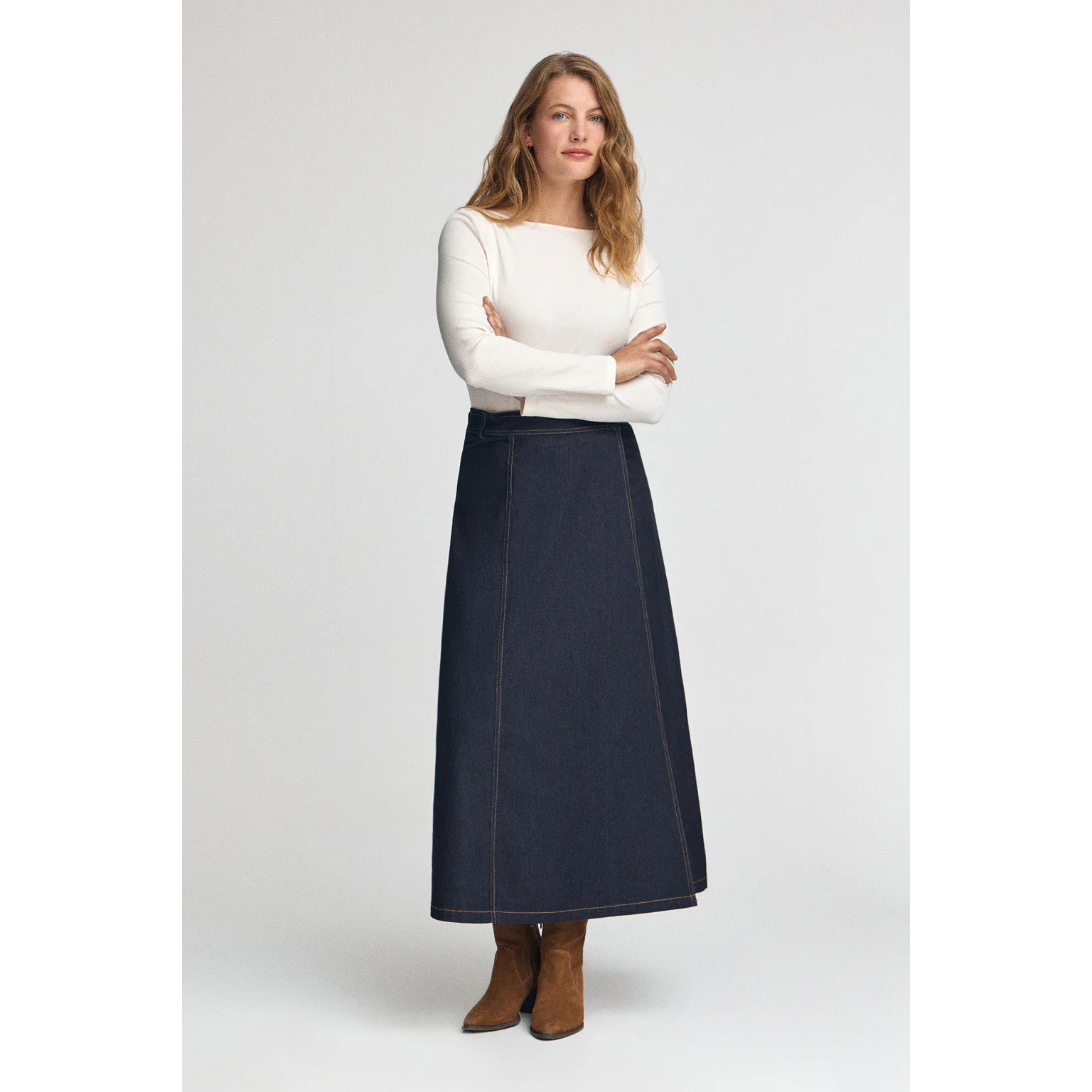 Falda Alisa vaquera azul con detalles Polo Club