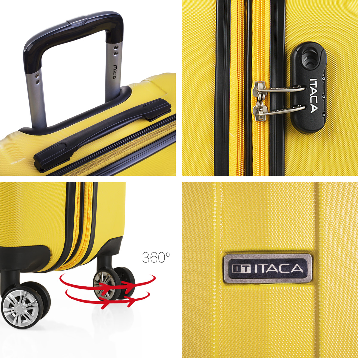 Juego De Maletas Rígidas Abs Itaca Sevron Amarillo