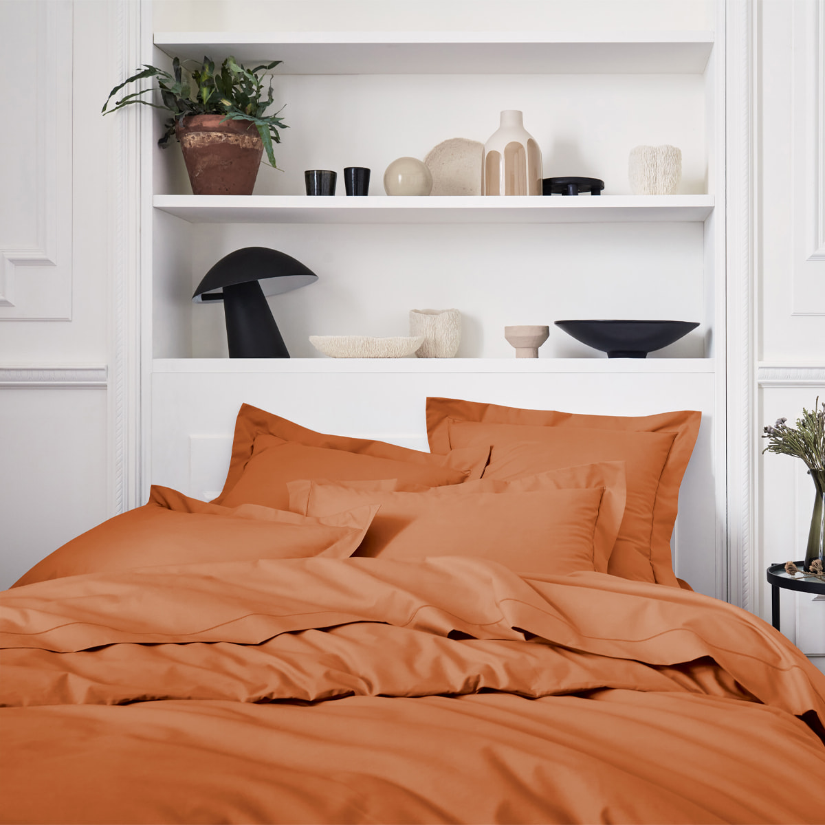 Housse de couette unie en percale de coton, PREMIÈRE, Orange