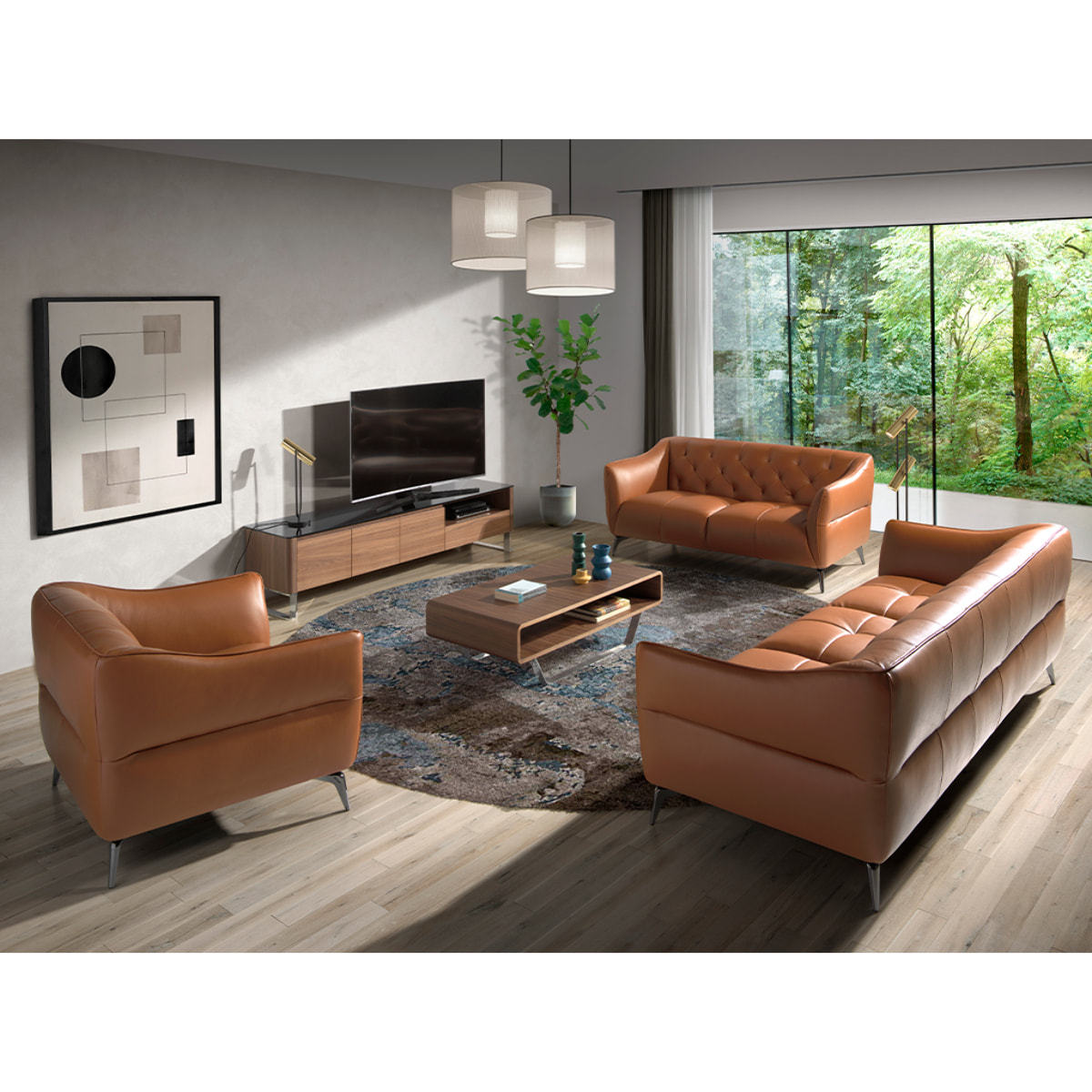 Sofá 3 plazas Angel Cerda en piel de vacuno 240x95x77cm