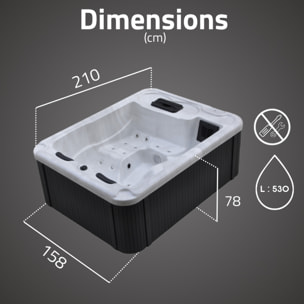 Bestway Spa acrylique rectangulaire 3 personnes 10 jets eau 14 jets air