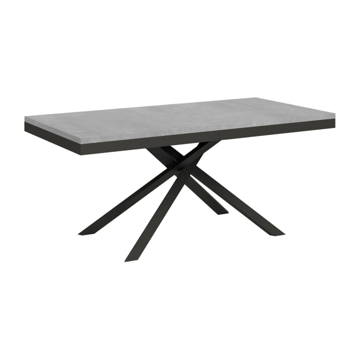 Table extensible 90x180/284 cm Karida Evolution gris béton cadre anthracite