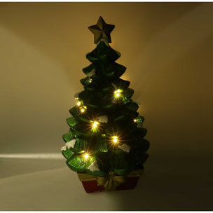 Albero in resina innevato verde con led cm36x36h67