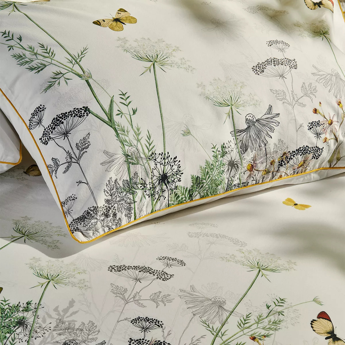 Housse de couette percale de coton lavé imprimé multicolore ecru Escapades magiques naturel
