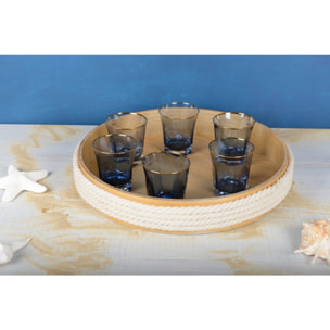 PLATEAU ROND EN BOIS AVEC CORDE 45CM