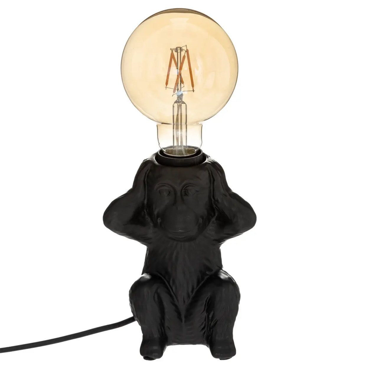 Lampe socle "Singe" noire - céramique H17 cm