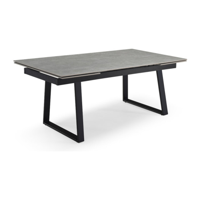 Table extensible céramique gris laqué 180/260cm - 8 piètements - UNIK