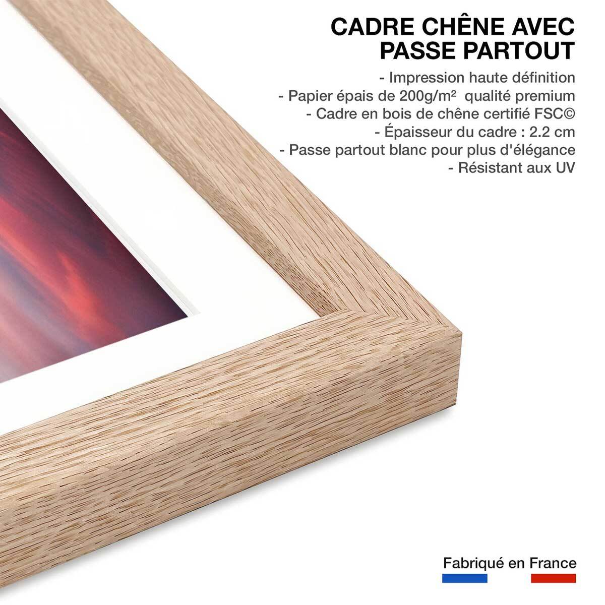 Poster couleur chaude et lavandin Affiche + cadre en bois - Chêne