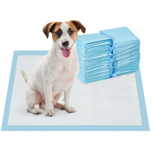 Empapadores para Perros 100 Unidad 45x60 cm Resguardos para Perros Diseño de 6 Capas con Superficie de Secado Rápido a Prueba de Fugas Azul