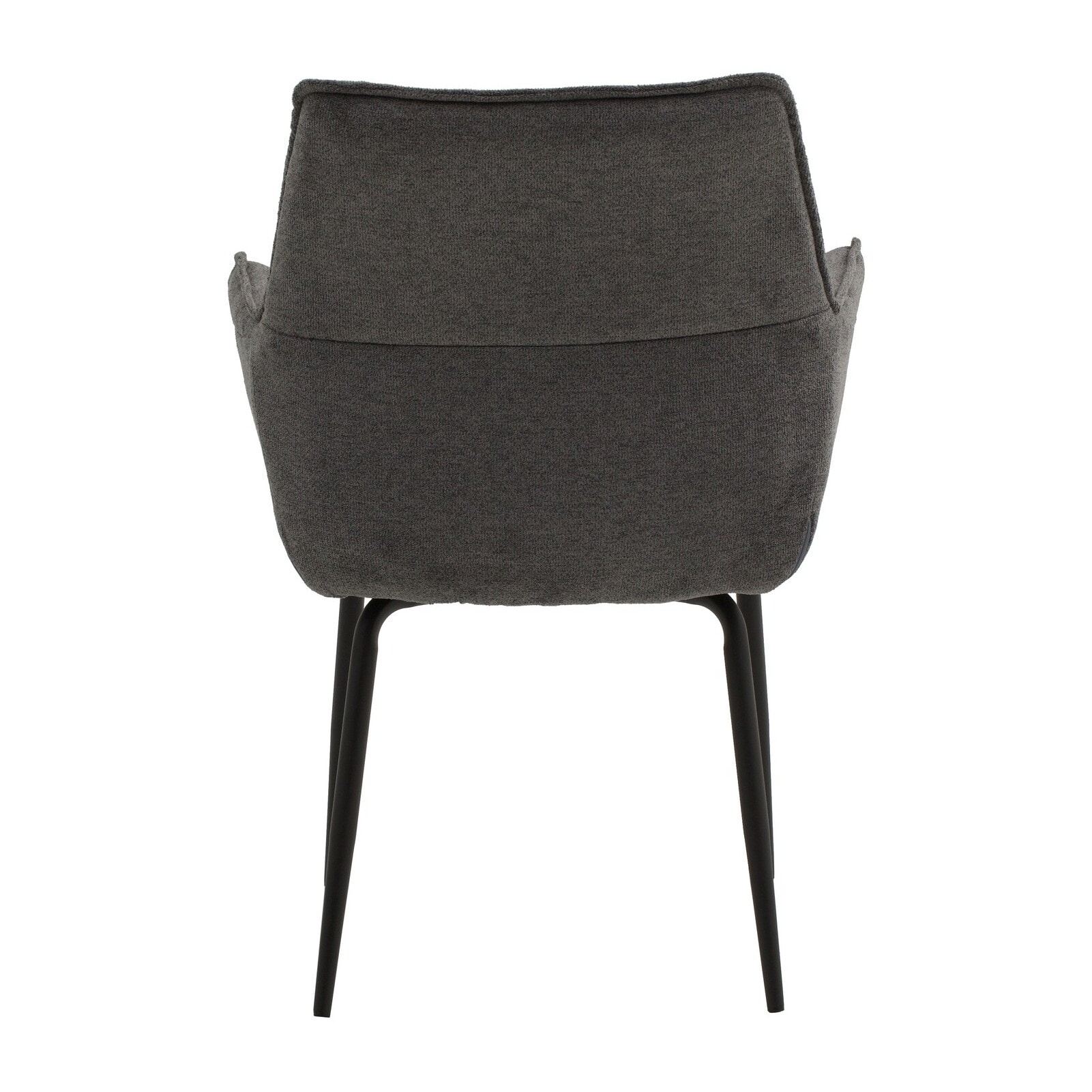 Set di 2 sedie SHERMAN OAKS in tessuto grigio e gambe in metallo nero, con braccioli