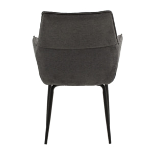Set di 2 sedie SHERMAN OAKS in tessuto grigio e gambe in metallo nero, con braccioli