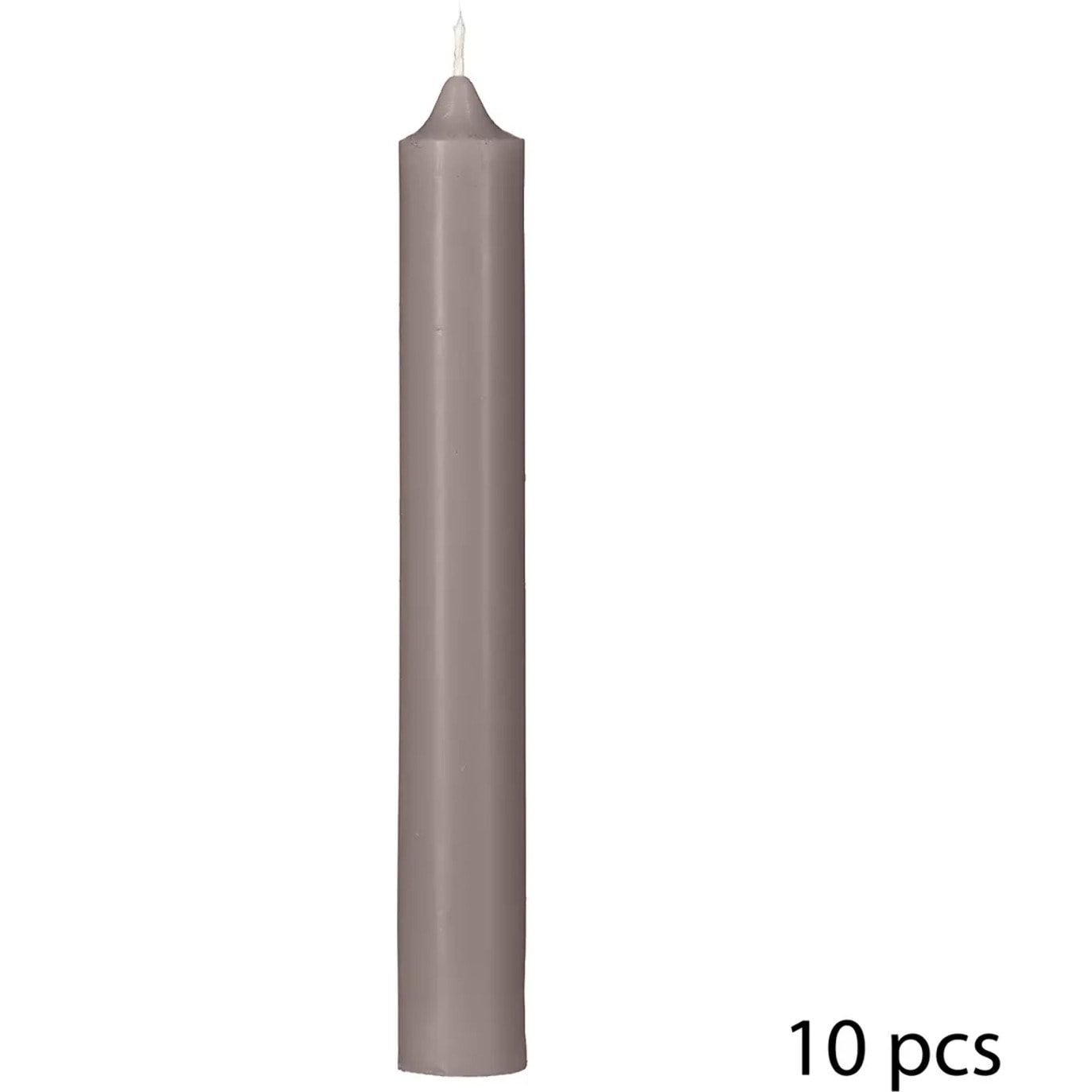 Lot de 10 bougies bâtons - gris taupe - 45g