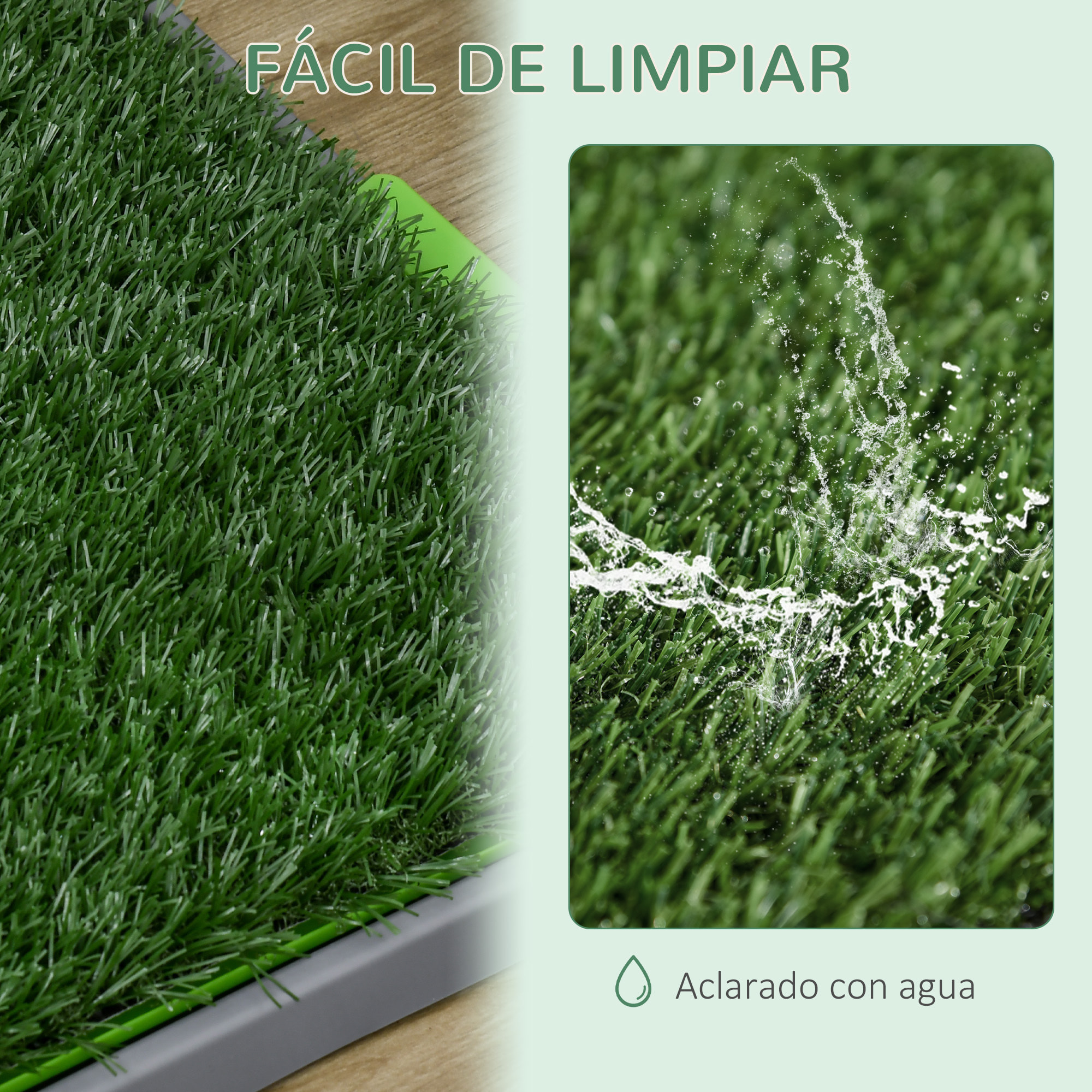 Inodoro para Perros con 2 Céspedes Artificiales Arenero para Perros con Rejilla y Bandeja para Entrenamiento de Cachorros en Exterior e Interior 67x41x3,5 cm Verde