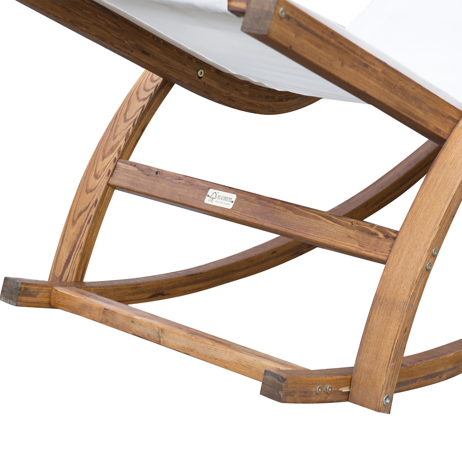 Chaise longue fauteuil berçant à bascule transat bain de soleil rocking chair en bois charge 120 Kg blanc