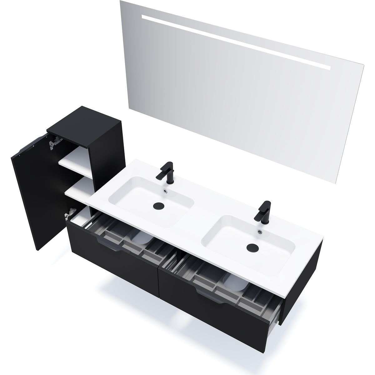 Meuble salle de bain double vasque 2 tiroirs - SOHO