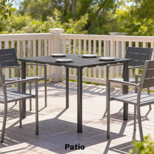 Mesa de Comedor de Jardín Rectangular, Mesa de Terraza Exterior 120x90x74 cm, con Encimera de HDPE y Estructura Metálica, para 6 Personas, Carga 50 kg, para Patio, Balcón, Negro
