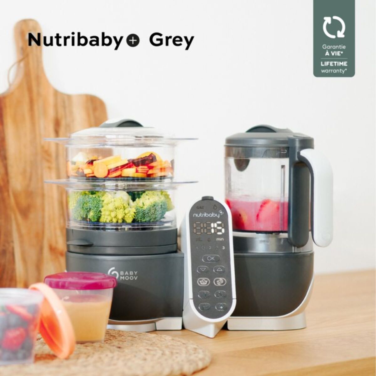 Mixeur Cuiseur Bébé BABYMOOV Nutribaby+ Industrial Grey