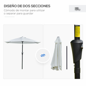 Sombrilla de Jardín Ø230x216 cm Parasol de Terraza con Apertura Manual Ángulo Ajustable e Impermeable para Balcón Piscina Crema