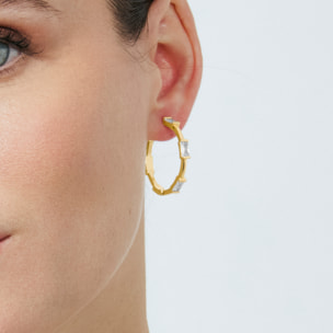 Pendientes de Circonita Brillante acabado en oro amarillo de 18k