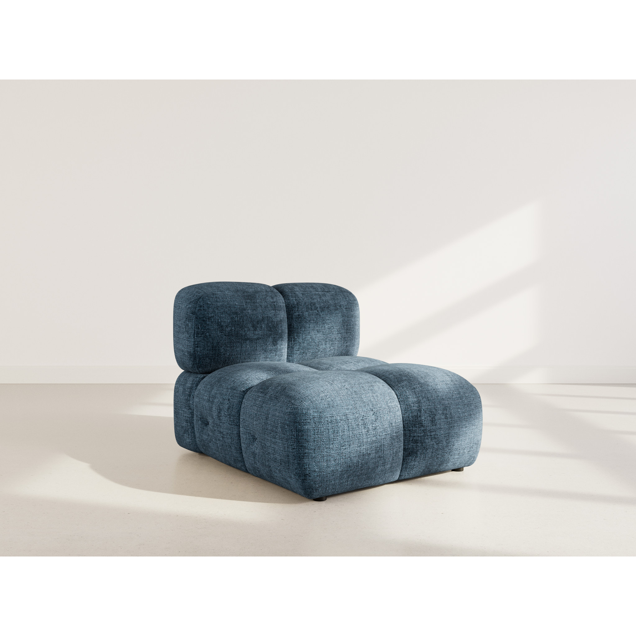Grace - module d'assise en velours texturé - Bleu