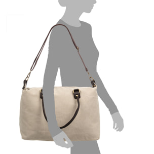 Apricena bolso de hombro mujer. Lona premium, con asas y detalles en piel auténtica.