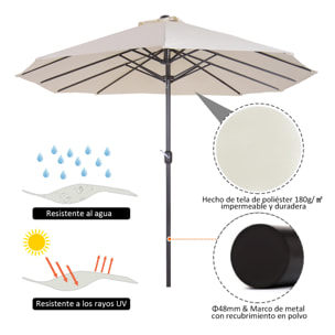 Sombrilla Doble de Tela de Poliá©ster 4.6x2.7x2.4m Crema