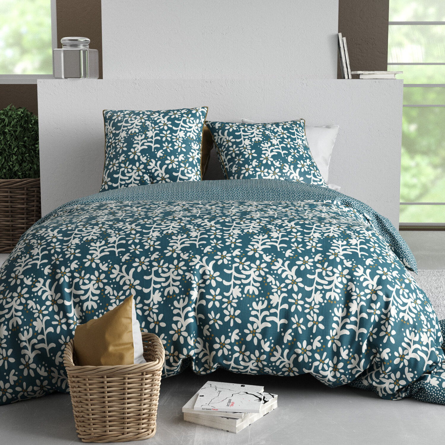 Parure housse de couette 3pcs 100% coton 57 fils poppy