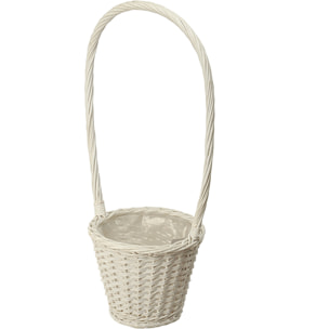 Cesto In Materiale Rattan Willow Con Manico. Altezza 55 Cm - Pezzi 4 - 23X55X23cm - Colore: Bianco - Bianchi Dino - Cesti A Cachepot