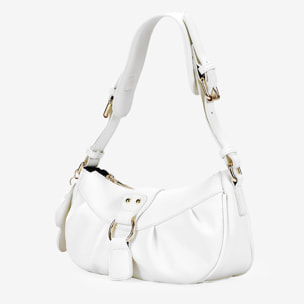 Bolso de hombro blanco con solapa