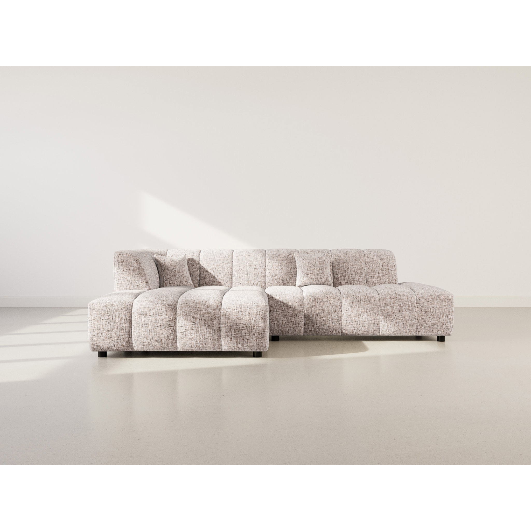 Curtis - canapé d'angle gauche 4 places sans accoudoir en tissu texturé - Taupe