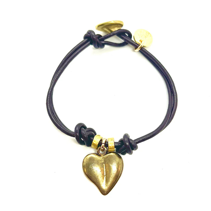 Pulsera MyLove cuero marrón y dorado